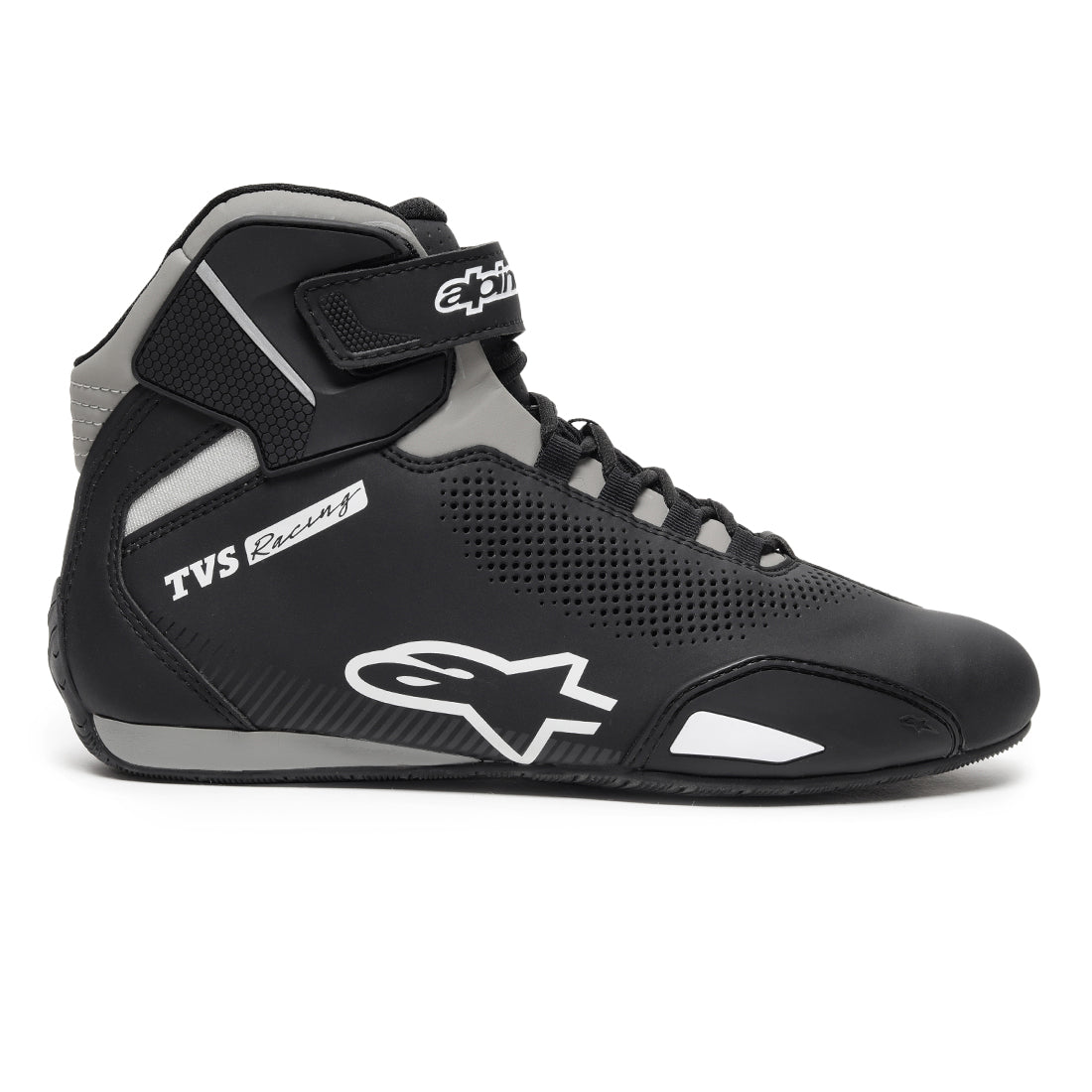 TVS Racing x Alpinestars Riding Shoes for Men, Lightweight Microfiber Upper, Speed Lace Closure, Ankle Protection, Airflow Vents and Road Riding Comfort